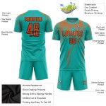 Fußball Custom Aqua Uniform Jersey Orange-Schwarz Sublimation Fußball Custom Aqua Uniform Jersey Orange-Schwarz Sublimation