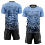 Schwarz Custom Sublimation Blau Uniform Jersey Fußball Licht Schwarz Custom Sublimation Blau Uniform Jersey Fußball Licht