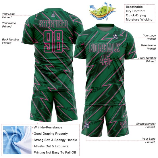 Uniform Kelly Sublimation Fußball Lightning Pink Grün Custom Jersey Uniform Kelly Sublimation Fußball Lightning Pink Grün Custom Jersey
