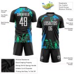 Weißlicht-Sublimationstrikot Uniform Blau Schwarz Custom Soccer Weißlicht-Sublimationstrikot Uniform Blau Schwarz Custom Soccer