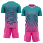 Benutzerdefinierte Jersey Sublimation Rosa Fußball Uniform Teal