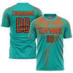 Fußball Custom Aqua Uniform Jersey Orange-Schwarz Sublimation Fußball Custom Aqua Uniform Jersey Orange-Schwarz Sublimation