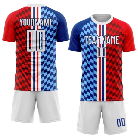 Weiß-Royal Fußball Figur Trikot Sublimation Uniform Custom Weiß-Royal Fußball Figur Trikot Sublimation Uniform Custom