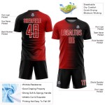 Line Fußballuniform Schwarzes Trikot Sublimation Custom Rot-Weiß Farbverlauf Line Fußballuniform Schwarzes Trikot Sublimation Custom Rot-Weiß Farbverlauf