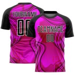 Jersey Custom Schwarz-Weiß Fußball Sublimation Hot Pink Uniform Wellen Jersey Custom Schwarz-Weiß Fußball Sublimation Hot Pink Uniform Wellen