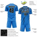 Benutzerdefinierte Sublimation Fußballuniform Pulver Gold Jersey Blau Schwarz-Alt