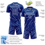 Sublimation Fußball Lightning Royal Trikot Uniform Custom Weiß Sublimation Fußball Lightning Royal Trikot Uniform Custom Weiß