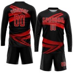 Trikot Sublimation Fußball Schwarz Uniform Rot-Weiß Custom Trikot Sublimation Fußball Schwarz Uniform Rot-Weiß Custom