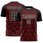 Geometrische Uniform Sublimation Rot-Weiß Schwarz Fußball Abstrakte Formen Custom Jersey Geometrische Uniform Sublimation Rot-Weiß Schwarz Fußball Abstrakte Formen Custom Jersey