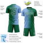 Linie Sublimation Uniform Blau-Weiß Grün Licht Kelly Fußball Custom Gradienten Jersey Linie Sublimation Uniform Blau-Weiß Grün Licht Kelly Fußball Custom Gradienten Jersey