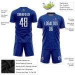 Uniform Weiß Royal Jersey Fußball Benutzerdefinierte Sublimation Uniform Weiß Royal Jersey Fußball Benutzerdefinierte Sublimation