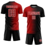Line Fußballuniform Schwarzes Trikot Sublimation Custom Rot-Weiß Farbverlauf Line Fußballuniform Schwarzes Trikot Sublimation Custom Rot-Weiß Farbverlauf