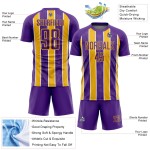 Fußball Sublimation Jersey Custom Gold-Weiß Uniform Streifen Lila Fußball Sublimation Jersey Custom Gold-Weiß Uniform Streifen Lila