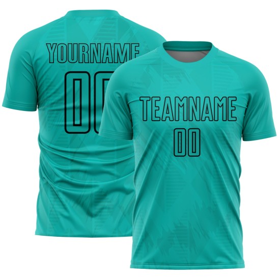 Aqua Fußball Jersey Custom Schwarz Formen Geometrische Uniform Sublimation Aqua Fußball Jersey Custom Schwarz Formen Geometrische Uniform Sublimation