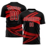 Trikot Sublimation Fußball Schwarz Uniform Rot-Weiß Custom Trikot Sublimation Fußball Schwarz Uniform Rot-Weiß Custom