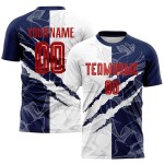 Jersey Sublimation Muster Graffiti Scratch Custom Uniform Fußball Rot-Marine