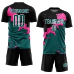 Uniform Spalsh Custom Jersey Teal-Pink Schwarz Fußball Sublimation Uniform Spalsh Custom Jersey Teal-Pink Schwarz Fußball Sublimation