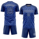 Navy Royal Jersey Sublimation Uniform Custom Fußball Weiß
