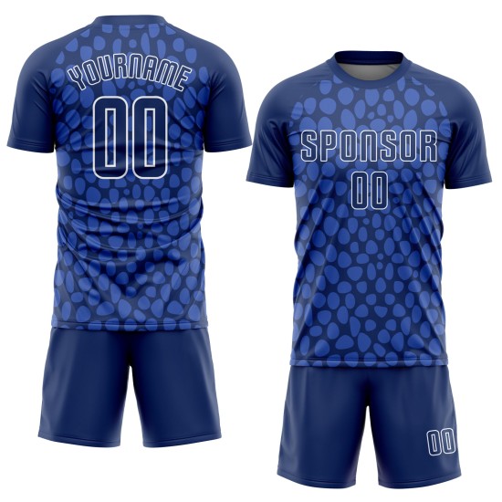 Navy Royal Jersey Sublimation Uniform Custom Fußball Weiß