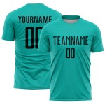 Uniform Trikot Fußball Sublimation Custom Aqua Schwarz Uniform Trikot Fußball Sublimation Custom Aqua Schwarz