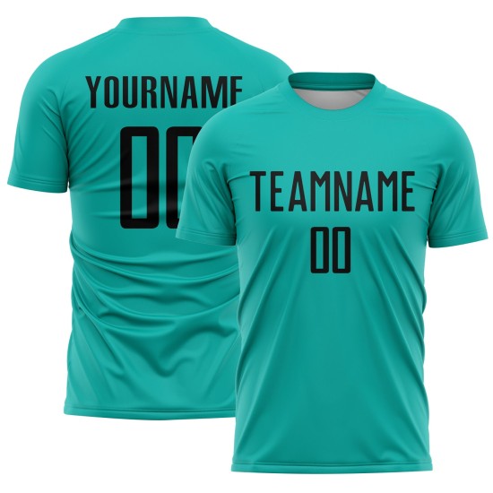 Uniform Trikot Fußball Sublimation Custom Aqua Schwarz Uniform Trikot Fußball Sublimation Custom Aqua Schwarz