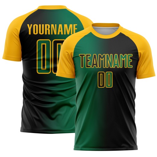 Kelly Custom Fashion Trikot Fußballuniform Schwarz Gradient Sublimation Grün-Gold Kelly Custom Fashion Trikot Fußballuniform Schwarz Gradient Sublimation Grün-Gold