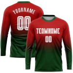 Sublimation Uniform Rot Fußball Verblassen Weiß-Grün Benutzerdefinierte Lange Jersey Sublimation Uniform Rot Fußball Verblassen Weiß-Grün Benutzerdefinierte Lange Jersey