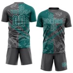 Graue Uniform Graffiti Fußball Jersey Scratch Teal-Steel Muster Custom Sublimation Graue Uniform Graffiti Fußball Jersey Scratch Teal-Steel Muster Custom Sublimation
