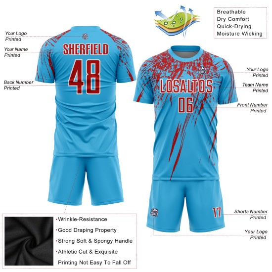 Rot-Weiß Fußball Blau Custom Uniform Sublimation Sky Jersey Rot-Weiß Fußball Blau Custom Uniform Sublimation Sky Jersey
