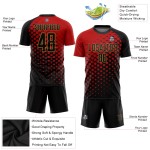 Sublimation Uniform Rot Gold Fußball Jersey Schwarz-Old Custom