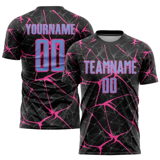 Jersey Custom Uniform Blau-Rosa Schwarz Licht Sublimation Fußball Jersey Custom Uniform Blau-Rosa Schwarz Licht Sublimation Fußball
