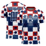 Uniform Rot-Weiß Custom Jersey Royal Soccer Sublimation Quadrate Sterne Und Uniform Rot-Weiß Custom Jersey Royal Soccer Sublimation Quadrate Sterne Und