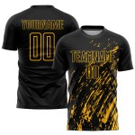 Sublimation Gold Uniform Schwarz Fußball Custom Jersey Sublimation Gold Uniform Schwarz Fußball Custom Jersey