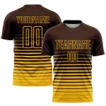 Gelb Mode Jersey Verblassen Nadelstreifen Uniform Sublimation Braun Fußball Custom