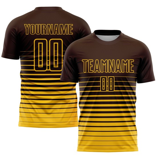 Gelb Mode Jersey Verblassen Nadelstreifen Uniform Sublimation Braun Fußball Custom