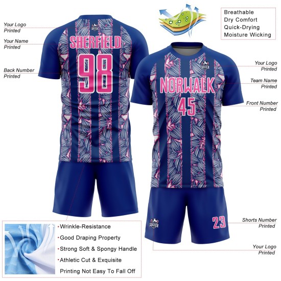 Royal Flowers Pink-Weiß Sublimation Uniform Fußballtrikot Custom Royal Flowers Pink-Weiß Sublimation Uniform Fußballtrikot Custom