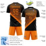 Schwarz Custom Uniform Sublimation Fußball Streifen Jersey Bay Orange Schwarz Custom Uniform Sublimation Fußball Streifen Jersey Bay Orange