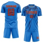 Blaues Pulver Benutzerdefinierte Sublimation Fußballtrikot Uniform Orange-Navy Blaues Pulver Benutzerdefinierte Sublimation Fußballtrikot Uniform Orange-Navy
