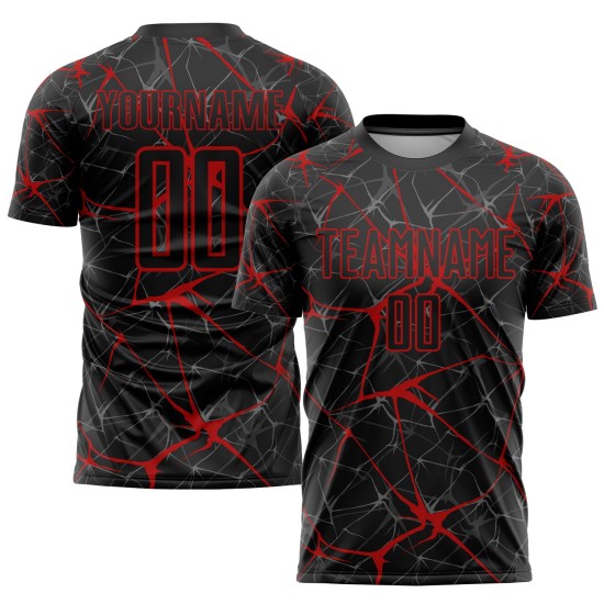 Sublimation Schwarz Fußball Rot Uniform Custom Jersey Sublimation Schwarz Fußball Rot Uniform Custom Jersey