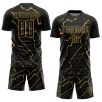 Alte benutzerdefinierte Lightning Gold Sublimation Jersey Uniform schwarz Fußball Alte benutzerdefinierte Lightning Gold Sublimation Jersey Uniform schwarz Fußball