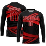 Trikot Sublimation Fußball Schwarz Uniform Rot-Weiß Custom Trikot Sublimation Fußball Schwarz Uniform Rot-Weiß Custom