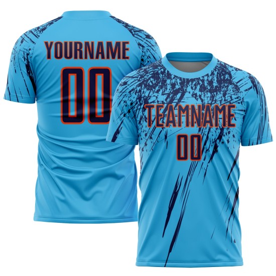 Fußball Navy-Orange Custom Sublimation Blue Sky Uniform Trikot Fußball Navy-Orange Custom Sublimation Blue Sky Uniform Trikot