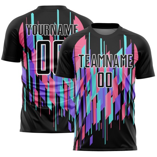 Uniform Fußball Jersey Custom Schwarz Weiß Geometrische Formen Sublimation Uniform Fußball Jersey Custom Schwarz Weiß Geometrische Formen Sublimation