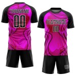Jersey Custom Schwarz-Weiß Fußball Sublimation Hot Pink Uniform Wellen Jersey Custom Schwarz-Weiß Fußball Sublimation Hot Pink Uniform Wellen