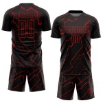 Schwarze Sublimation Fußball Rot Uniform Lightning Custom Jersey Schwarze Sublimation Fußball Rot Uniform Lightning Custom Jersey