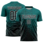 Benutzerdefinierte schwarz-weiß Fragment Uniform Kunst Teal abstrakte Jersey Sublimation Fußball Benutzerdefinierte schwarz-weiß Fragment Uniform Kunst Teal abstrakte Jersey Sublimation Fußball
