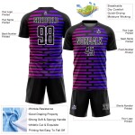 Uniform Sublimation Schwarze Linien Jersey Benutzerdefinierte Lila-Rosa Fußball Uniform Sublimation Schwarze Linien Jersey Benutzerdefinierte Lila-Rosa Fußball