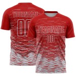 Sublimation Silber-Weiß Rot Jersey Uniform Linie Custom Fußball Sublimation Silber-Weiß Rot Jersey Uniform Linie Custom Fußball