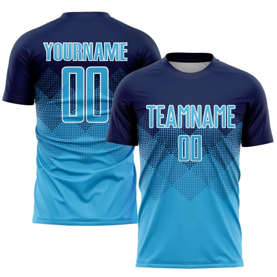 Sublimation Custom Navy Blau-Weiß Uniform Fußball Sky Trikot Sublimation Custom Navy Blau-Weiß Uniform Fußball Sky Trikot