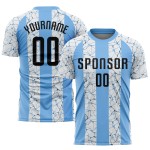 Fußballtrikot Uniform Sublimation Custom Schwarz-Weiß Blau Licht Fußballtrikot Uniform Sublimation Custom Schwarz-Weiß Blau Licht